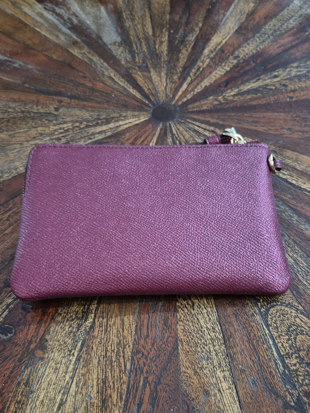 Coach Metallic Plum Leather Wristlet with Gold Hardware. NWOT - Picture 4 of 7